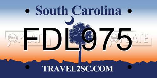 FDL975 South Carolina License Plate