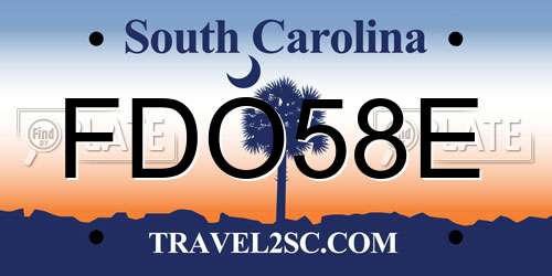 FDO58E South Carolina License Plate