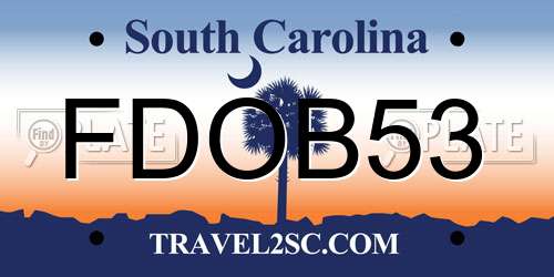 FDOB53 South Carolina License Plate