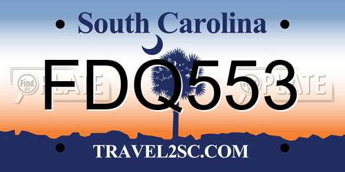 FDQ553 South Carolina License Plate