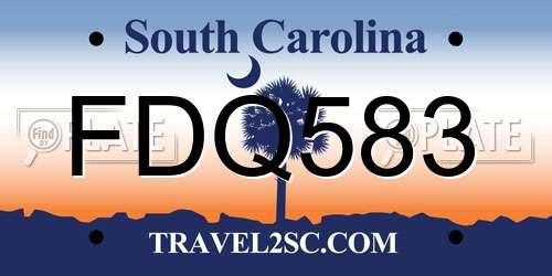 FDQ583 South Carolina License Plate
