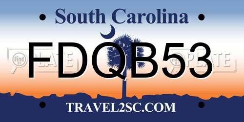 FDQB53 South Carolina License Plate
