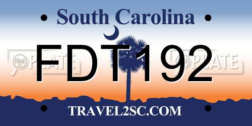 FDT192 South Carolina License Plate