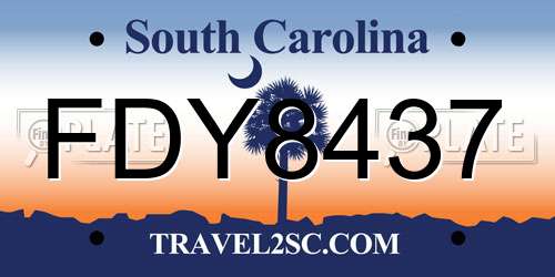 FDY8437 South Carolina License Plate