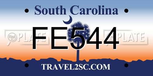 FE544 South Carolina License Plate