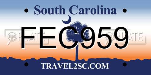 FEC959 South Carolina License Plate