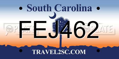 FEJ462 South Carolina License Plate