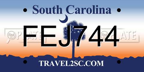 FEJ744 South Carolina License Plate