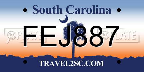 FEJ887 South Carolina License Plate