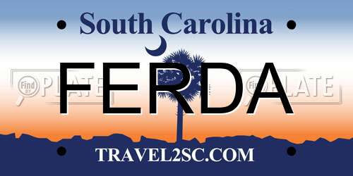 FERDA South Carolina License Plate