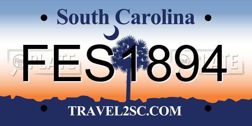 FES1894 South Carolina License Plate