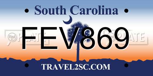 FEV869 South Carolina License Plate