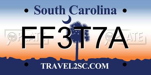 FF3T7A South Carolina License Plate