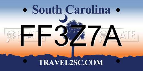 FF3Z7A South Carolina License Plate