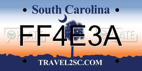 FF4E3A South Carolina License Plate
