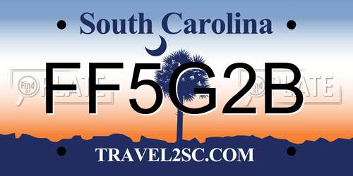 FF5G2B South Carolina License Plate