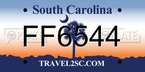 FF6544 South Carolina License Plate
