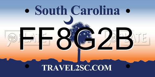 FF8G2B South Carolina License Plate