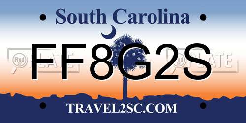 FF8G2S South Carolina License Plate