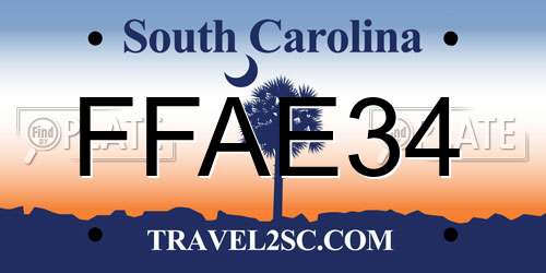 FFAE34 South Carolina License Plate