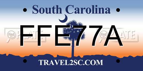 FFE77A South Carolina License Plate