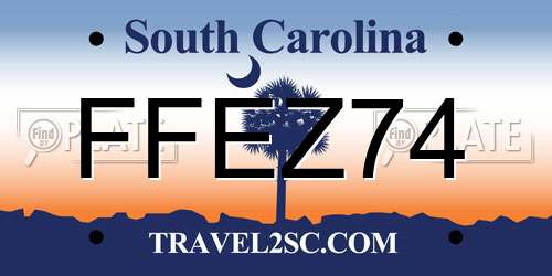 FFEZ74 South Carolina License Plate