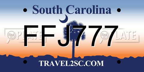 FFJ777 South Carolina License Plate
