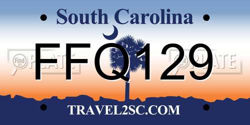 FFQ129 South Carolina License Plate