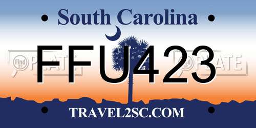 FFU423 South Carolina License Plate
