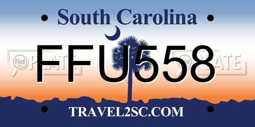 FFU558 South Carolina License Plate