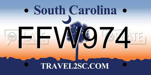 FFW974 South Carolina License Plate