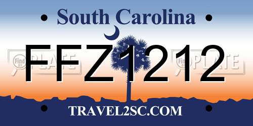 FFZ1212 South Carolina License Plate