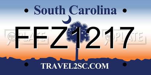 FFZ1217 South Carolina License Plate