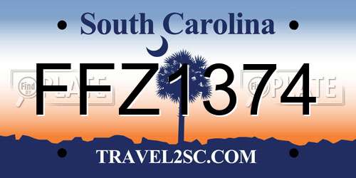 FFZ1374 South Carolina License Plate