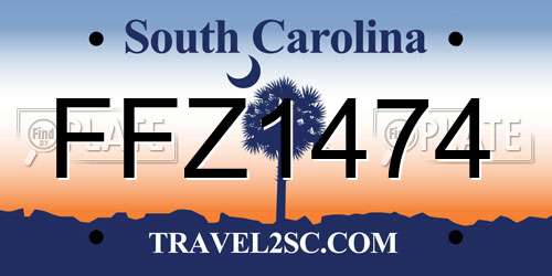 FFZ1474 South Carolina License Plate
