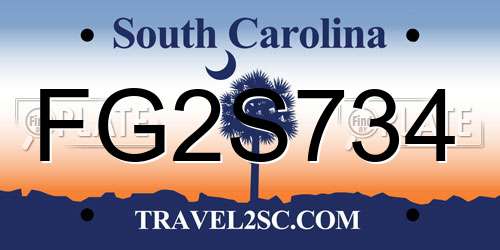 FG2S734 South Carolina License Plate