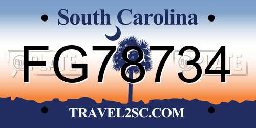 FG78734 South Carolina License Plate