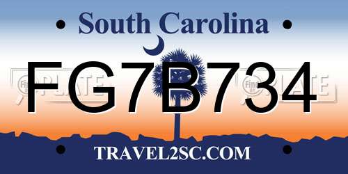 FG7B734 South Carolina License Plate