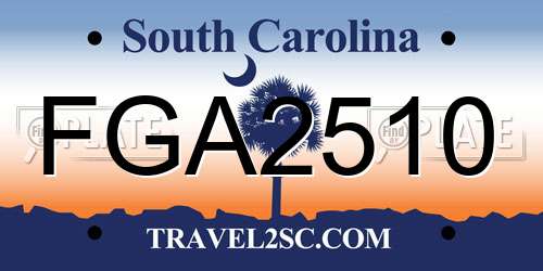FGA2510 South Carolina License Plate