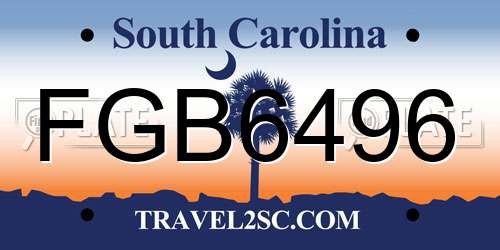 FGB6496 South Carolina License Plate