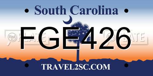 FGE426 South Carolina License Plate