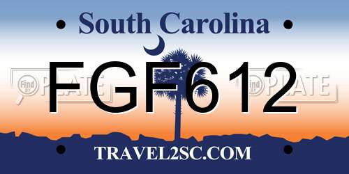 FGF612 South Carolina License Plate