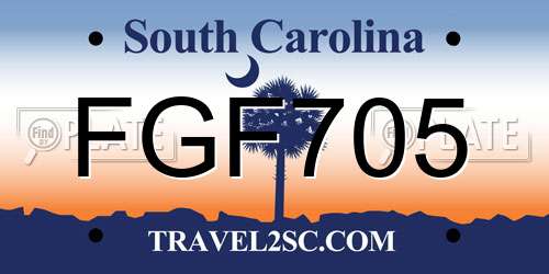 FGF705 South Carolina License Plate