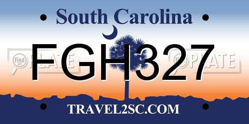 FGH327 South Carolina License Plate