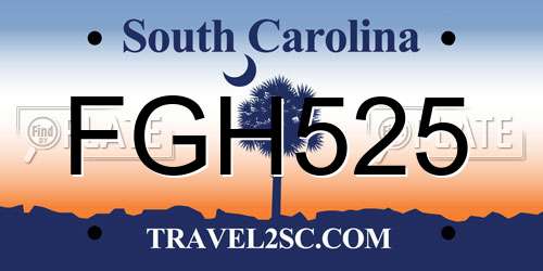 FGH525 South Carolina License Plate