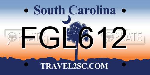 FGL612 South Carolina License Plate