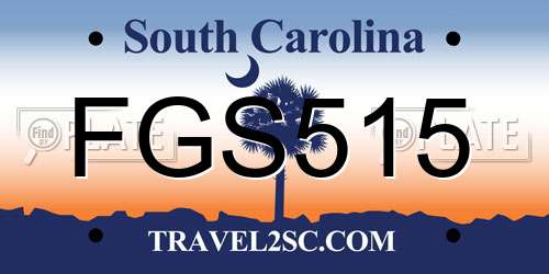 FGS515 South Carolina License Plate