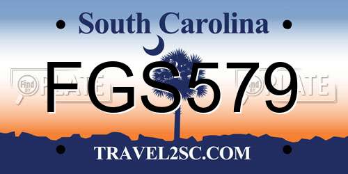 FGS579 South Carolina License Plate