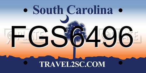 FGS6496 South Carolina License Plate