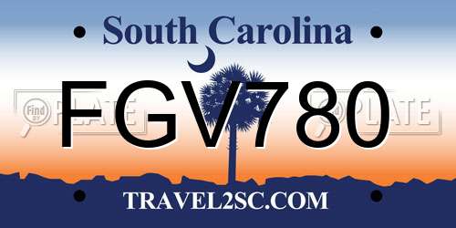 FGV780 South Carolina License Plate